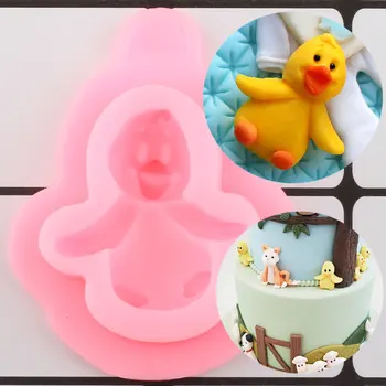3D Duck Silikone Formen Dyr Cupcake Topper Fondant Forme DIY Baby Part Kage Udsmykning Værktøjer, Slik, Chokolade Gumpaste Forme