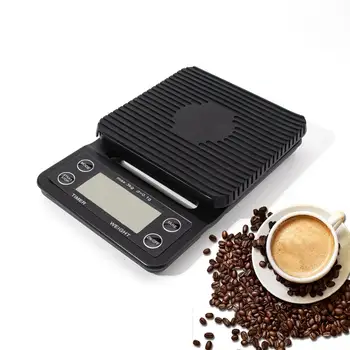 5 kg/0,1 g Høj Præcision Husstand Drypper Kaffe Skala Med Timer Vækkeur Timer Og Skala Sort Digital Køkken Mad Skala