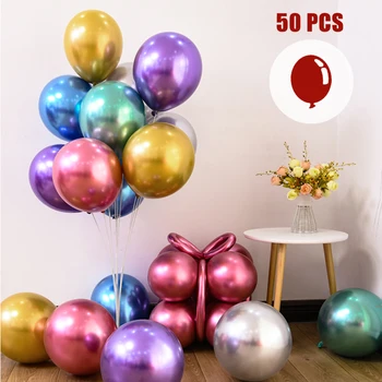 50stk Metal-Skinnende Latex Balloner til Happy Fødselsdag Bryllup Fest Ornament Xmas Udsmykning til Home Party Jul Christma Gave