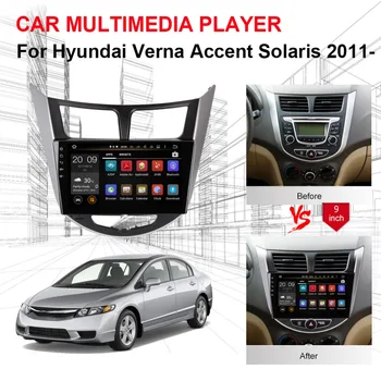 9 Tommer IPS-Skærm Octa Core 4GB RAM Bil Radio Stereo GPS WIFI For Hyundai Verna Accent Solaris 2011-Mms-hovedenheden