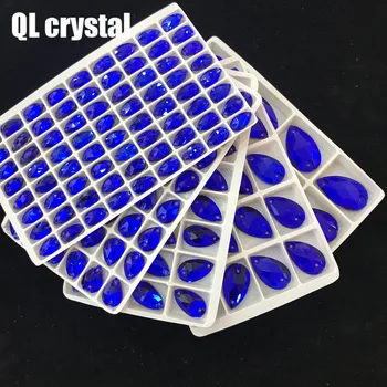 ALLE Størrelse QL Crystal 2018 populære Smykker blå Dråber Sy På Crystal Sten Syning På Rhinestone 2 Huller DIY Beklædningsgenstand, Kjole Gør
