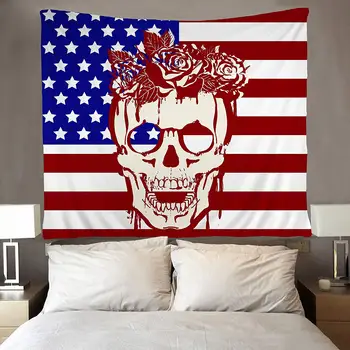 Amerikanske USA Flag, Cool Mand med Rose Hår Vægtæpper Hippie Kunst