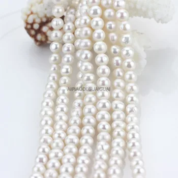 APDGG engros 5strands 7-8mm grade A+ runde hvide perle tråde løse perler kvinder dame smykker DIY