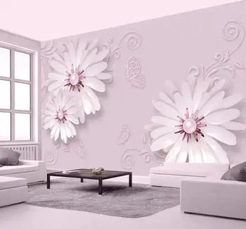 Beibehang Brugerdefineret baggrund lys pink smykker, blomster, 3d Europæiske relief TV baggrund væggen stue, soveværelse 3d tapet