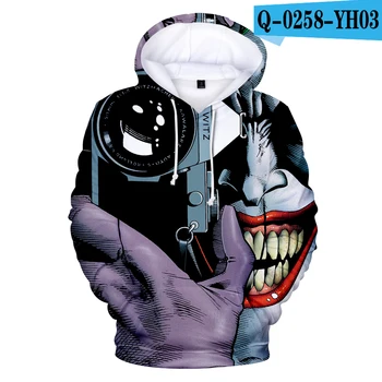 Blive godt modtaget 3D Mænd Brand Hættetrøjer Kreative Sweatshirts Mænd Joker 3D Printet Hoodie Mandlige Joker Pullovere Engros-og detail