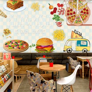 Brugerdefineret Lækker Burger fastfood Restaurant Industrielle Indretning Mur Baggrund Vægmaleri Tapet 3D Snackbar Wall Paper 3D