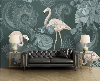 Brugerdefineret store 3D vægmaleri tapet luksus luksus retro flamingo Europæisk baggrund væggen blomster