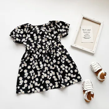Børnetøj Pige Kjole 2020 Nye Ankomst Kvindelige Baby Fashion Dress Børn er Små Daisy Trykt Bomuld Hofteholder Kjole