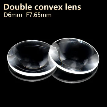 Dobbelt konvekse linser forstørrelse Fysiske optik linse okular teleskop DIY projektor Optisk eksperiment D6mm F7.65mm
