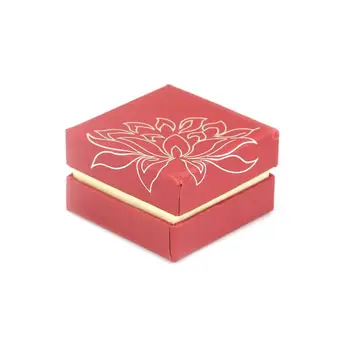 DoreenBeads Lotus Mønster Papir Rødt Smykkeskrin Halskæde, Øreringe Og Ring Set Bokse Til Gave Pakning & Display Engros 1 Stykke