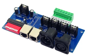 Engros-1 stk 4 kanaler x 4A med RJ45 interface RGBW LED Controller DMX512 Dekoder DC12V-24V for LED Strip Light