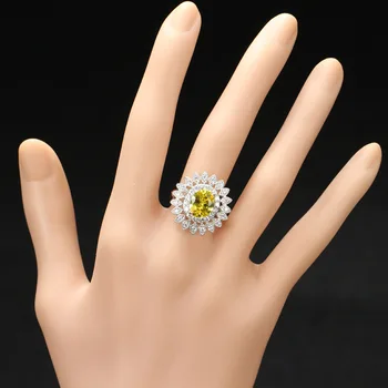 Flower Ring med Golden & Funklende CZ Sten vielsesringe for Kvinder Elegante Rhodium Farve Mujeres Anillos Luksus Smykker LSR0049