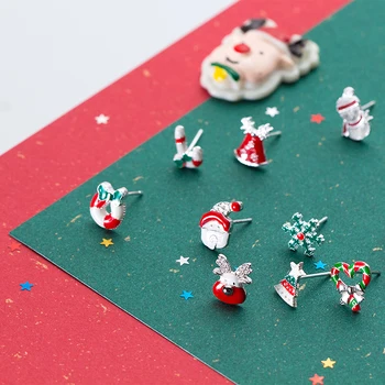 Glædelig Jul nytår Øre Stud Øreringe Kreative Santa Hat Mode Fine Smykker Gaver Med Forskellige Former Udsøgte øreringe