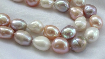 God>> fantastisk 2rows STORE barok-flerfarvet ferskvands perle halskæde