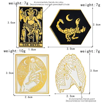 Gotiske Smykker brystkassen Scorpion Skelet nat Djævelen Satan Emalje Pins Broche Badge Denim revers pin Gaver til Kvinder, Mænd, venner