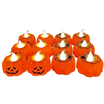 Halloween Prop Lys, Dekoration Lysende LED Candle Light Lille Nat Lys, Græskar Spider Form Lys