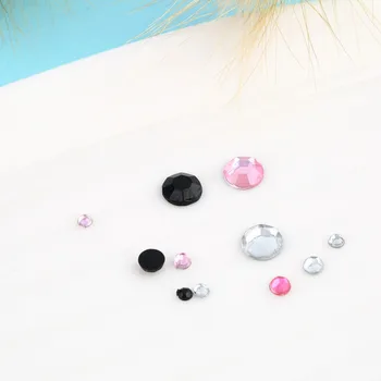HOT 3D nail smykker Akryl Nail Art Dekoration 4 Størrelser Sort Hvid Pink Rund Hjul Diy Glitter og Rhinestones For Søm charme Værktøj