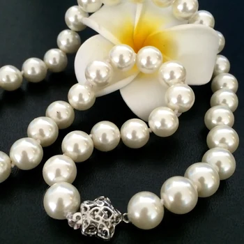 Hvid simuleret-perle 8mm runde trendy shell perler diy hot salg for kvinden, halskæde, øreringe og smykkefremstilling 18 tommer MY2008 Kæder