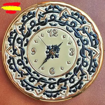 Høj 24 cm/9,45 inch spansk keramik ur emaljeret diameter gjort til 24 quilates-arte-hjem og dekoration