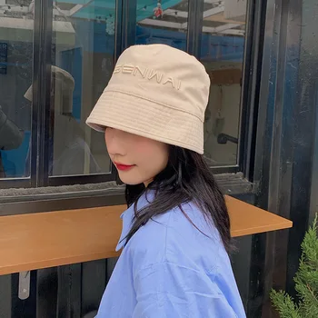 Ins Chao fisherman ' s hat kvindelige Chao mærke show ansigt lille Japansk sommeren tynd hat brev broderi spand bassin hat