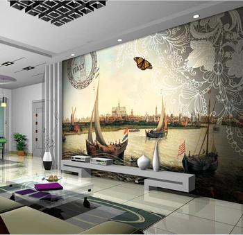 Italiensk baggrunde,Venice city sejlads vindmøller, der anvendes i den stue, soveværelse, TV væggen vandtæt papel de parede