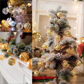Julen LED-krans eventyr Snefnug, String Lys Christmas Tree Dekoration Ornament Jul Xmas Gave Happy New Year 2021