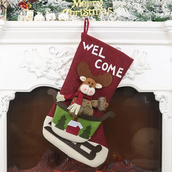 KANCOOLD Nye Efterår og vinter nye år Santa Claus Jul sokker lang sok bomuld sokker Kid Gave Santa Xmas Tree Hængende Indretning