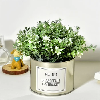 Kunstige Elsker Græs, Blomster + Strygejern Vase Simulering Falske Planter Mini-Bonsai Sæt til Bryllup Hjem, Have, Gård Dekoration
