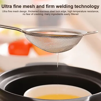 Køkken Fine Mesh-Filter I Rustfrit Stål Finmasket Si Te Si Lange Håndtag Mad Sifter Mel Sigte Bagning Værktøj