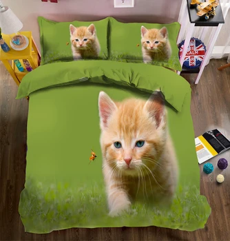 Lagen, Dynebetræk Pudebetræk Børns voksen seng dække 3D-Sengetøj Sæt Twin Fuld Queen Dejlig kat Dobbeltseng, king size sæt