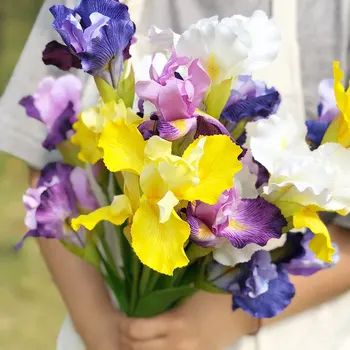 Lilla Kunstige Blomster til Bryllupper Kunstige Dekorationer Rigtige Touch-Iris Falske Blomster Hjem Dekoration Part Forsyninger 42cm