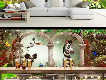 Nye Brugerdefinerede 3D Store Vægmaleri Tapet Tegnefilm fantasi zebra dog børneværelse TV Baggrund stuen Soveværelset