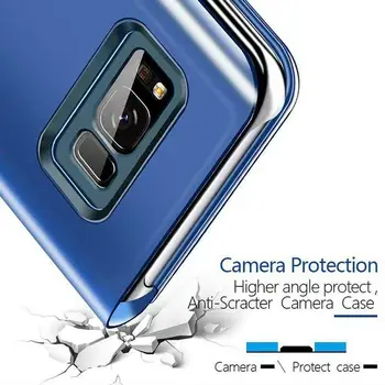Smart etui Til Samsung Galaxy S20 Ultra S10E Note 10 S9 S8 Plus Clear View Window Galvaniserede Plating Stå Flip Folio Cover