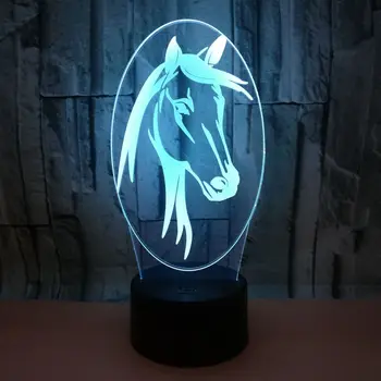 Soveværelse bordlampe Nat 3d Nightlight Kreative Hest Led bordlampe Usb-års Fødselsdag, Gave Horsehead 3d-Lampe