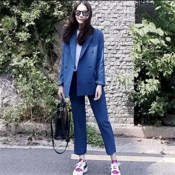 Spring nye kvinders koreanske casual chic Hong Kong smag passer jakke mode ni bukser, der passer vilde løs temperament To-stykke