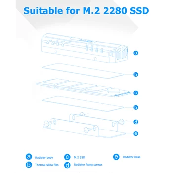 SSD Heatsink Køligere ssd-Drev Radiator M2-HS01 Aluminium Legering M. 2 2280 for Kontor Omsorg Edb-udstyr