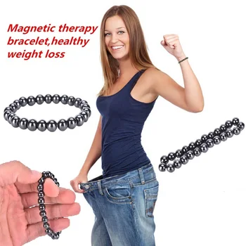 Sundhedspleje Slankende Armbånd Vægttab Runde Sorte Sten Magnetic Therapy-Armbånd