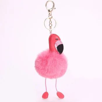 Søde Fluffy Pompom Flamingo Plys Legetøj Pels Falske Kanin String vedhæng reb plys legetøj Dukke indretning Gave Toy Taske Vedhæng Toy G0156