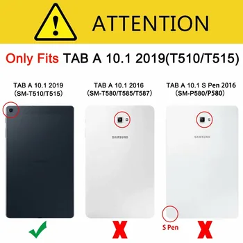 Søde Tegneserie Mønster Flip Læder taske til Samsung Galaxy Tab 10.1 SM-T510 T515 Stødsikkert Kort Holder Stand Tablet Cover