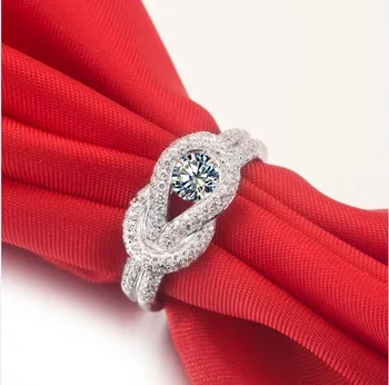Testen er Positiv Største Sten på 0,45 CT Super Luksus Moissanite Ring Diamant Smykker Solid 18K Hvide Guld Jubilæum Gave