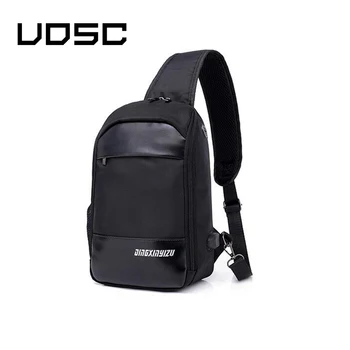 UOSC Grænseoverskridende PU skuldertaske Mænds Opladning Taske Mænds USB Brystet Taske Diagonal Pakke Messenger Bag Brystet Nye 2019