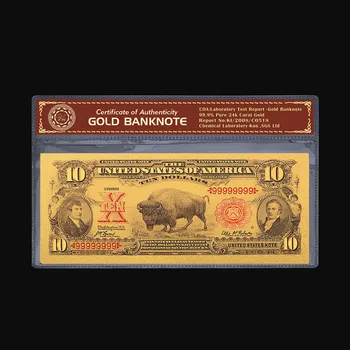 Usa 1901 Året USD 10 Usd Penge Forgyldt Seddel 24k Guld Belagte Papir Penge Souvenir Gave