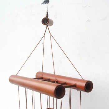 Varmt XD-Hånd-Udformet Bambus Rør Wind Chimes Hule Tunet Musik Naturlige Bambus Wind Chime med en Stige på Toppen til Indendørs og Ou