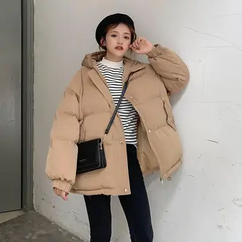 Vinter kort jakke kvinder er varmt hætteklædte ned bomuld parker coat jakke kvinder casual løs jakke koreansk vinter jakke 2021