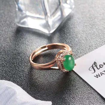 WalerV for Kvinders Ring Mode Smykker Charm Guld Farve Luksus Zircon Åben Ring Lady Ovale Grønne Sten, Krystal Engagement Finger