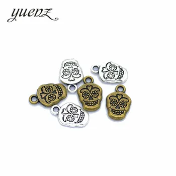 YuenZ 10stk Kranium Charm Antik Sølv farve Metal Charms Til Halskæde Armbånd Smykker at Gøre Håndlavet Kunsthåndværk 18*12mm F21