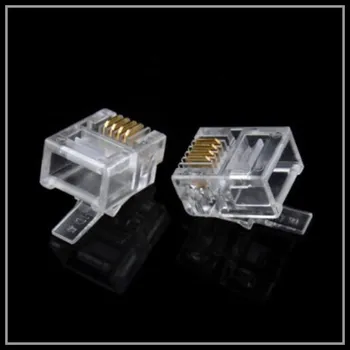 1000pcs RJ11-6P4C-Stik-Modular Plug-Gold-Plated-Crimp-på-for-Telefon-ADSL-Netværk
