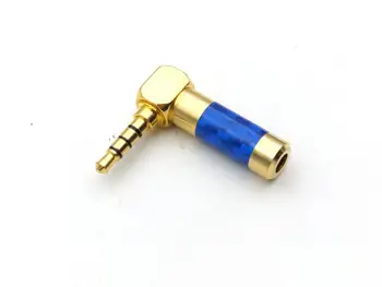 10stk kobber Stereo 4 Polet 3,5 mm 90 Graders Vinklet Stik Jack Kabel Lodde blå