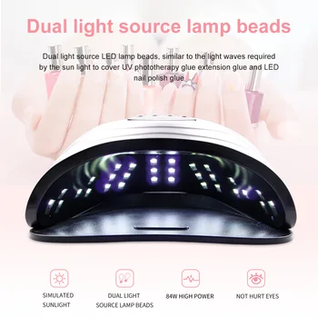 120W LED Nail UV-Lampe Lampe Til Manicure 42 Pc ' Lys Perle Hurtig Hærdning af UV Gel Neglelak Med Motion Sensing LCD-Skærm