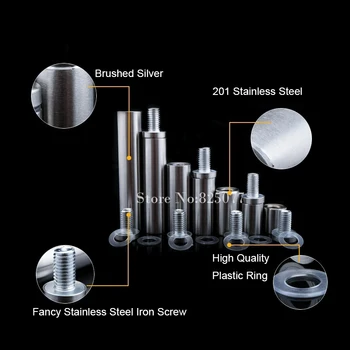 19*40mm Rustfrit stål skruer reklame glas standoff unbrakoskrue glas kabinet vise skrue 500PCS engros KF844